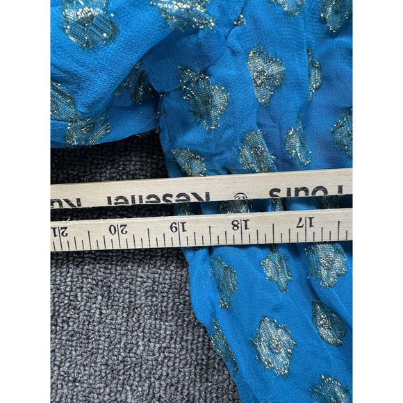 Lilly Pulitzer Dress Womens 12 Blue Metallic Zelalynn One Shoulder Maxi - Picture 5 of 7